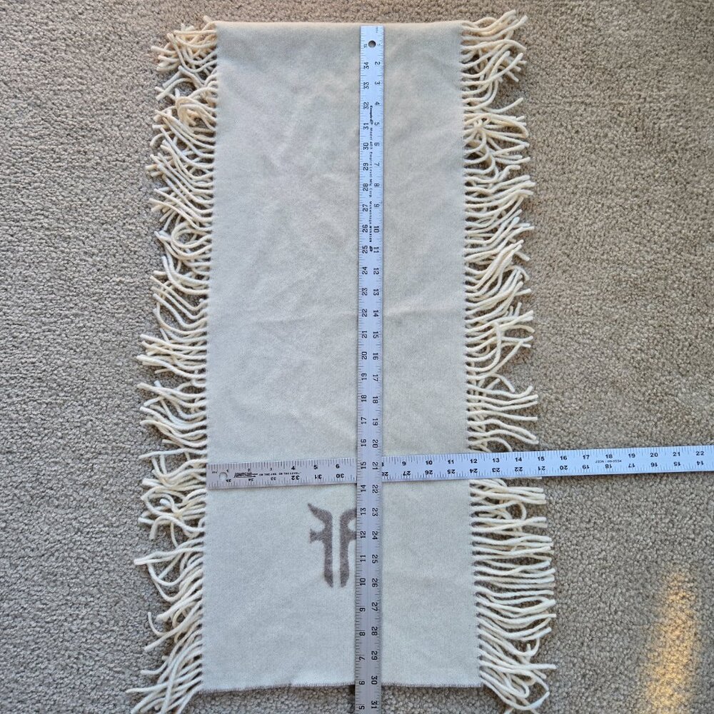 Frye & Co Wool Cashmere Fringe Logo Scarf - Picture 4 of 8